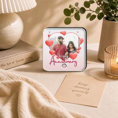 Personalized Happy Anniversary Musical Fridge Magnet for Home & Refrigerator Door Decor for Parents, Husband Wife, Bhaiya & Bhabhi Music Player